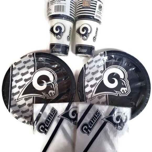 NFL Los Angeles Rams Lot Of 2 Napkin Plates & Cups Parties Tailgates Man Caves - Picture 1 of 3